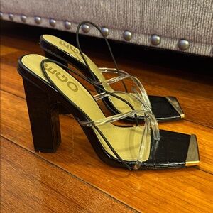 EGO Black and Gold Strappy Heels